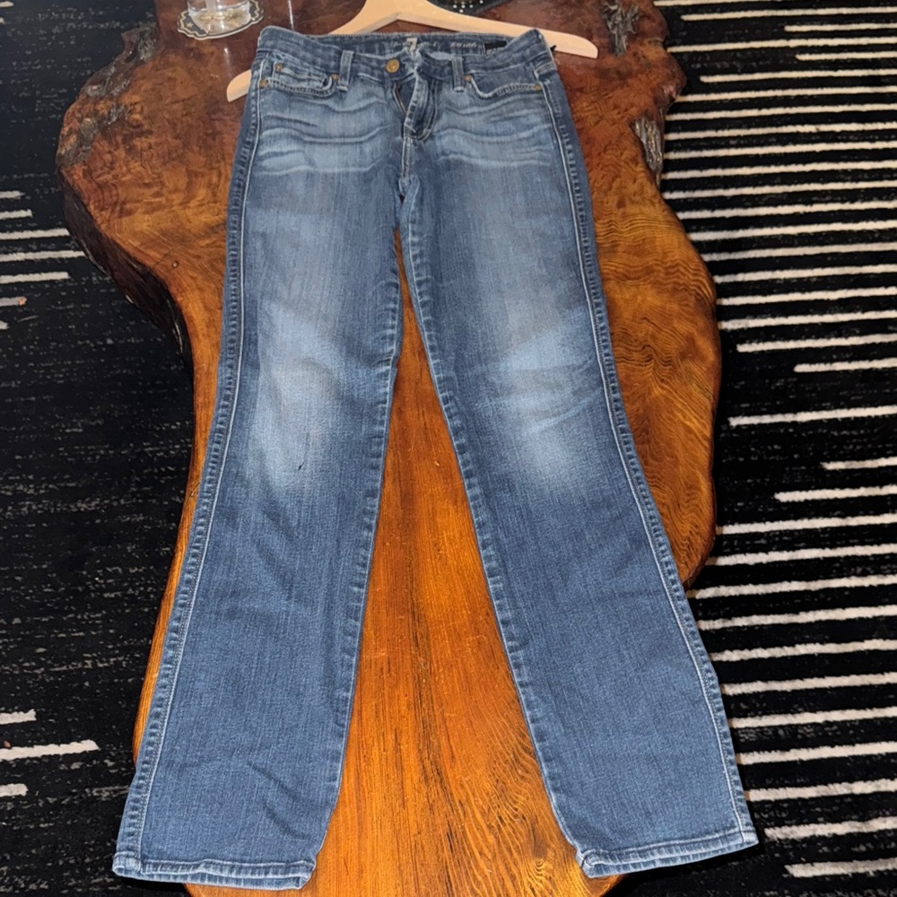 7 For All Mankind Blue Straight Leg Jeans